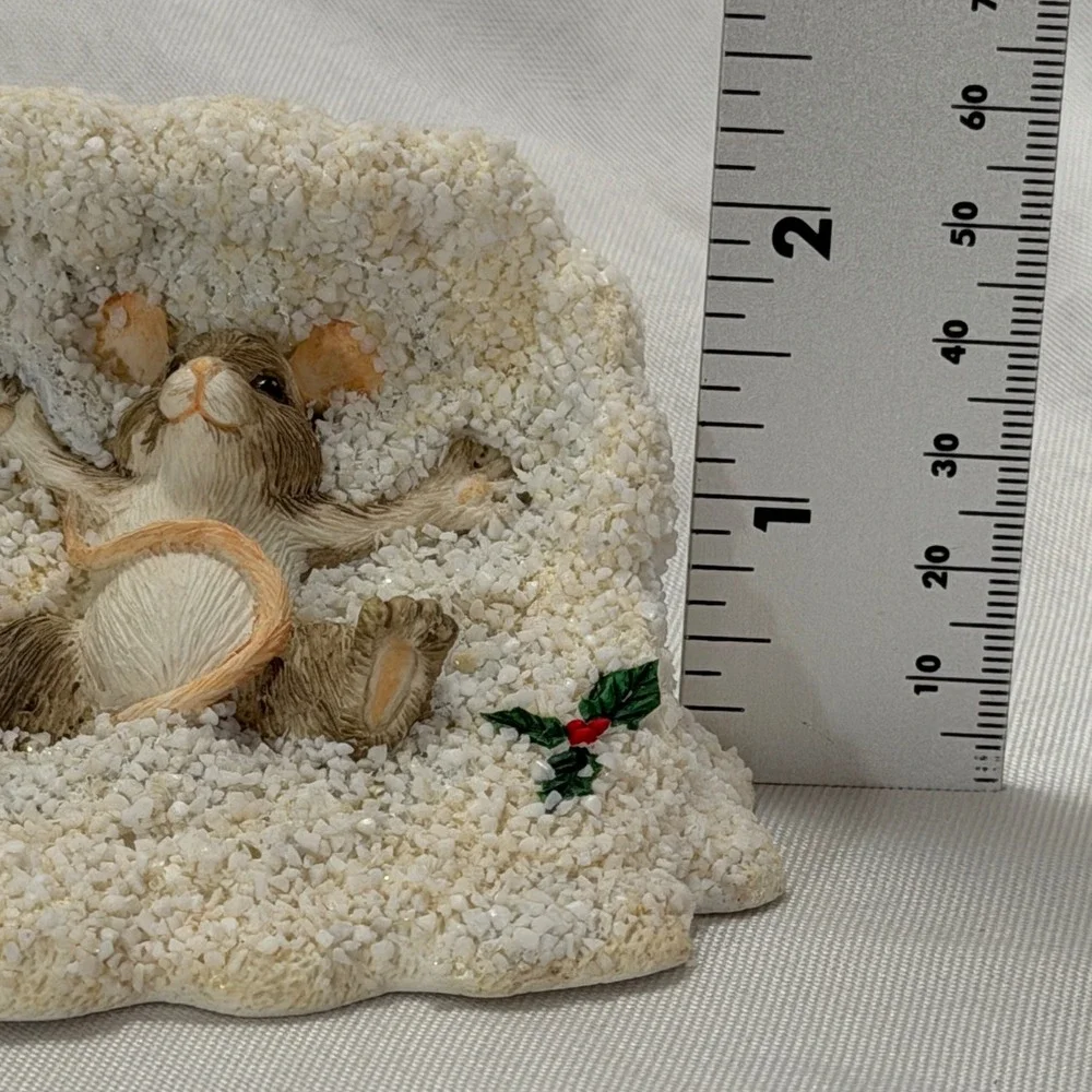 Vintage Silvestri Mouse Snow Figurine Christmas Winter Cottagecore Holiday Decor